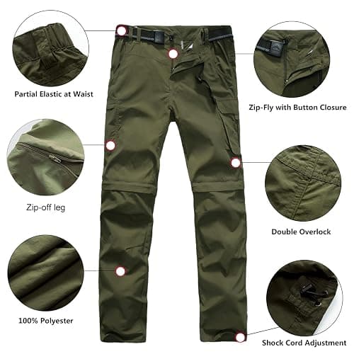 JOMLUN Boy’s Scout Pants Convertible Hiking Quick Dry Zip Off Pants Outdoor Climbing Casual Trouser Kids Youth Cargo Pants thumbnail 5