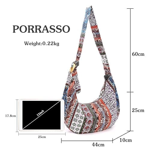 PORRASSO Crossbody Bag Hippie Shoulder Bag Women Sling Bag Handmade Messenger thumbnail 3