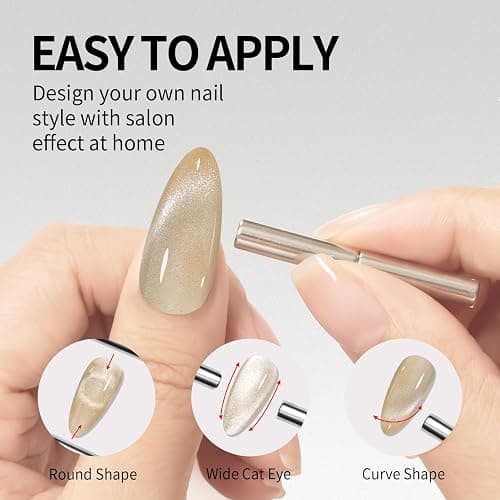 MAYCHAO 15ML Cat Eye Gel Nail Polish 1Pc Champagne Gold Gel Polish with Magnet Soak off Holographic Magnetic Nail Polish for Nail Art Manicure Salon DIY at Home, 0.5 OZ thumbnail 6