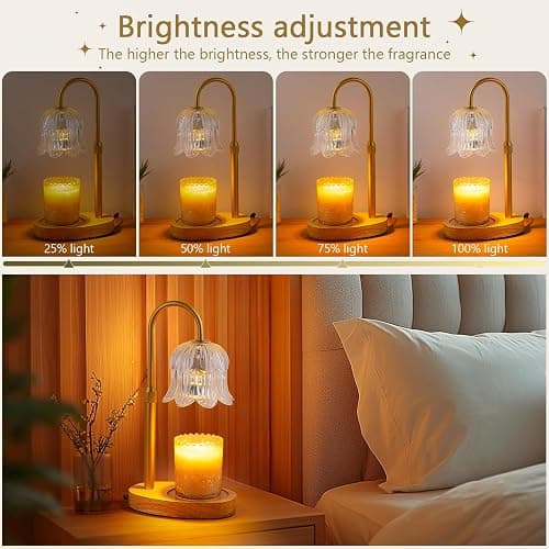 Candle Warmer Lamp Electric Timer - Candles Height Control Dimmable Warmers Scented Lamps No Flame Heat Warm Melt Wax Jar Modern Home Decor Table Lights for Home Living Bedroom thumbnail 4
