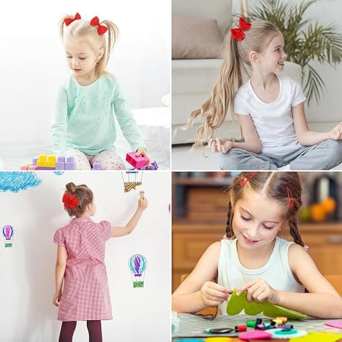 Radsocken 48Pcs Girls School Red Hair Accessories Kit Red Bow Hair Clips Headband Ponytail Holder Elastics Bands Ribbon Hair Barrettes Hair accessories for girls Birthday Gift thumbnail 5