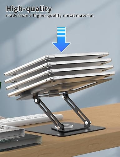 ALASHI Laptop Stand for Desk with 360 Rotating Base, Multi-Angle Adjustable Laptop Stands, Foldable Laptop Riser Compatible with 10 to 15.6 Inches PC Computer, Black thumbnail 6