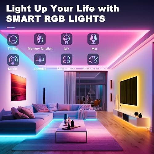 Ruban LED, 10M Flexible RGB Bande LED Decoration Chambre, Bluetooth App Contrôle Synchroniser avec Rythme de Musique, Led Chambre pour Gaming Room, Plafond, Mariage, Fête, Cuisine, TV, Bureau thumbnail 2
