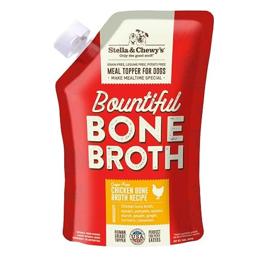 Stella & Chewy's Premium Cage-Free Chicken Bone Broth for Dogs - Joint & Gut Health Support Liquid Food Topper with Collagen & Turmeric, 16 Fl Oz Resealable Pouch - Image 1