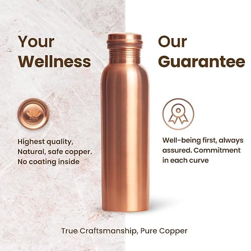 Otiem 100% Copper Water Bottle for Drinking Water, 34 Oz Smooth Finish – Stay Hydrated and Enjoy Ayurvedic Benefits – Leak-Proof, Temperature Retention, Eco-Friendly Design – Durable Copper Bottle thumbnail 6