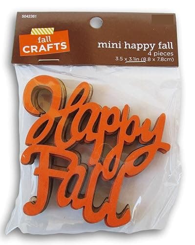 Happy Fall Painted Wood Cutout Shapes - 4 Pieces - for Craft, Decor, Scrapbooking, and More thumbnail 2