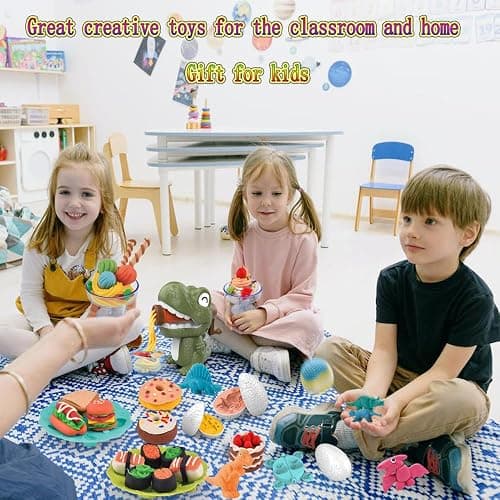 Dough Play Sets for Kids 2-4, Dinosaur Noodle Maker Toy, Toddler Play Clay Kit with Dinosaur Modle Eggs, Arts and Crafts Tools Gift for 3 4 5 6 7 8 Year Old Girls Boys thumbnail 4
