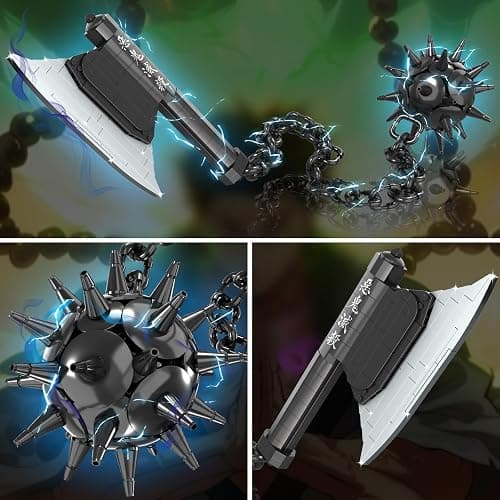 HIGH GODO Demon Anime Sword Building Set, 43in Axe and Meteor Hammer Block Kit, Creative Gyomei Himejima Weapon Building Blocks Set Gifts Toys for Adults Teens 14+ (779 PCS) thumbnail 4
