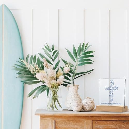 Inspirational Christian Seashell Cross Decor Mightier Than The Waves of The Sea Psalm 93:4 Gifts for Nursery Teen Room Bible Verse, Summer Beach Christian Bible Verse Art Decor for Beach House thumbnail 6