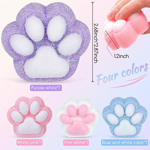 Stress Relief Toy Taba Cat Paw, 4Pcs Squeeze Toy Paw, Cute Sensory Toys, Handmade Soft Silicone Sticky Toys, Bouncy Stress and Relaxation Toy, Stretchable Springy Cat Paw, Gifts for 3-10 Year Old Girl thumbnail 2