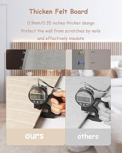 Foldable Cork Board, 0.9 cm Thick Large Felt Bulletin Board with Adhesive Sticker, Round Edges Wall Panels for Office Bedroom Living Room, Decorative Board for Pictures Notes (Beige, 120x60 cm) thumbnail 5