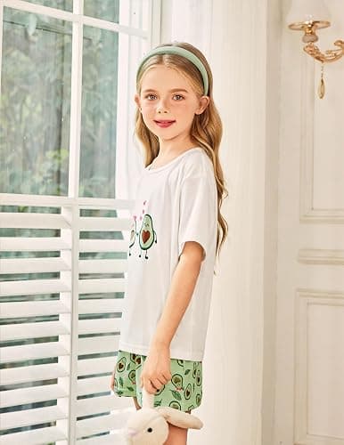 Arshiner Girls Pajama Set 3 Piece Short Sleeve Sleepwear Summer Soft Cute Pjs Outfits thumbnail 9