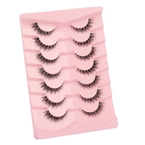 Gmagictobo Natural Lashes Short Wispy Cat Eye False Eyelashes Clear Band Fake Eyelashes Pack 7 Pairs Soft Strips Fake Eye Lashes thumbnail 4