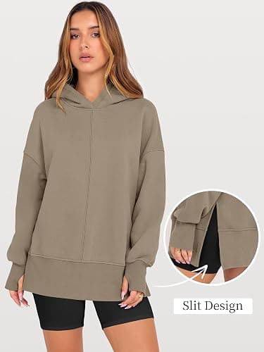 ANRABESS Womens Oversized Hoodies Long Sleeve Fleece Side Slit Hooded Sweatshirts Pullover 2026 Fall Outfits Y2K Clothes thumbnail 7