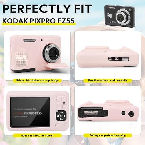 CboZpfa Case for KODAK PIXPRO FZ55 Digital Camera Accessories,Soft Silicone Protective Case,Removable Lens Cover,Slim Fit,with 2Pack Screen Protectors and 1 Wrist Strap thumbnail 4