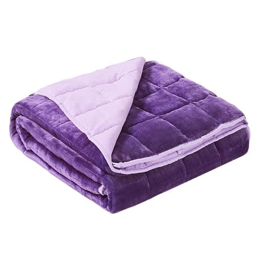 Satwip Purple Weighted Blanket 15 Pounds, Fuzzy Warm Flannel Throw Blanket with Soft Breathable Sanded, 48 x 72 inches, Purple - Image 1