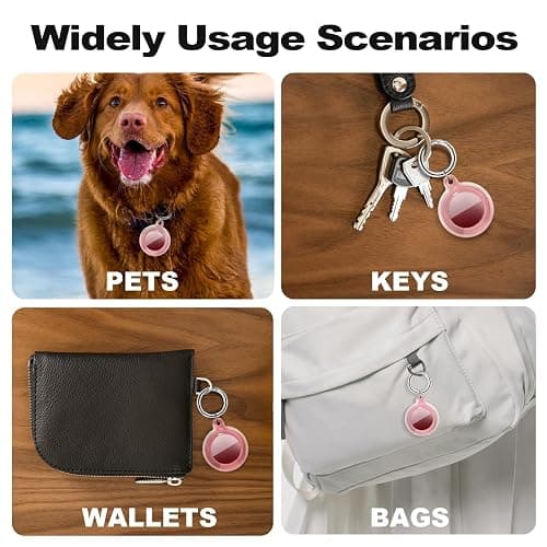 Foweroty 1|2|4 Pack IPX8 Waterproof Case for AirTag (2nd & 1st Gen), Full Body Holder Keychain, Anti-Scratch Cover for Apple Air Tags, Luggage, Pet Collar, Car Keys, Kids, Clear Pink thumbnail 6