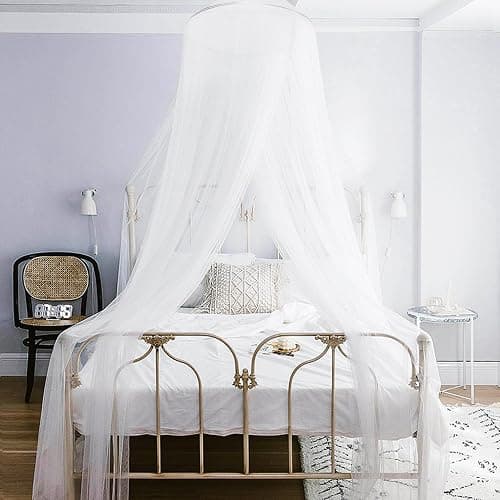 Large Bed Canopy, Bed Canopy w/LED Star Light for Girls, for Bed Size Full/Queen/King Mosquito Net Mosquito Mesh Mosquito Netting Canopy Bed Canopy, White thumbnail 7