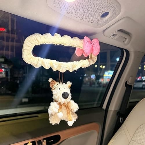 Hikiwin Elastic Auto Rear View Mirror Protector, Cute Automotive Interior Mirrors Protector for Women, Universal Elastic Vehicle Rear View Mirror Decoration Accessories for Car thumbnail 6