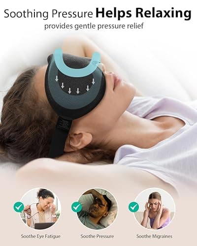 MABAO Weighted Sleep Mask - 100% Blackout Eye Mask for Sleeping for Women Men, 3D Contoured for Lash Extension, Zero Eye Pressure Memory Foam Cover, Soft Gentle Pressure Blindfold for Travel - Black thumbnail 3
