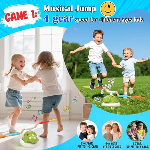 Indoor Outdoor Games for Kids, 3 in 1 Musical Jump, Ring Toss Game & Stomping Rocket Launcher for Kids, Dinosaur Sports & Outside Play Activities Toys with Remote Control for Toddlers 3-5 4-8 thumbnail 4