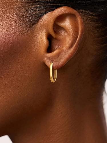 NECOCY 4 Pairs 14k Gold Hoop Plated Earrings Set for Women - Huggie Dangle Stack - Trendy Multiple Piercing Stud CZ Ear Cuff - Non Tarnish Jewelry thumbnail 3