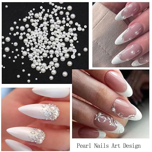 4 Boxes Flatback Rhinestones and Pearls Nail Charms for Acrylics - Crystals, Half Rounds, and Accessories for DIY Nail Art Decor thumbnail 2