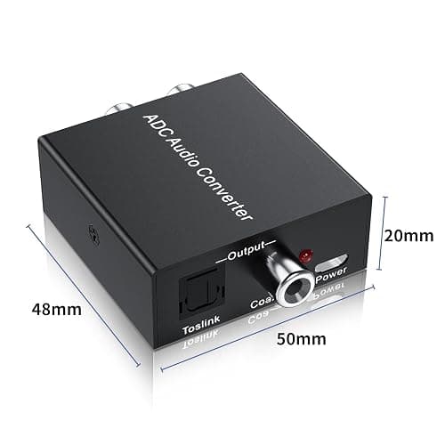 Analog to Digital Audio Converter, for RCA to Optical Coaxial with Toslink | R/L input, 3.5mm aux input, Coaxial /Toslink outputs, 8-96KHz Sampling Rate, Plug and Play thumbnail 8