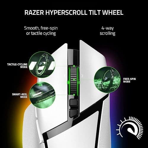 Razer Basilisk V3 Pro Customizable Wireless Gaming Mouse: Fast Optical Switches Gen-3 - HyperScroll Tilt Wheel - Chroma RGB - 11 Programmable Buttons - Focus Pro 30K Optical Sensor - White thumbnail 2