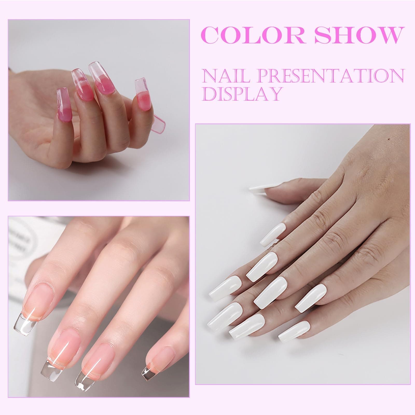 Acrylic Nail Kit Acrylic Powder and Professional Liquid Monomer Set with 5pcs Nail Brush Tips for Nails Extension Beginner kit for Nail Art Starter, Pink White Clear thumbnail 5