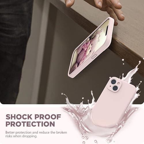 SURPHY Silicone Case Compatible with iPhone 14 Case 6.1 inch (2022), with Camera Protection Liquid Silicone Soft Gel Rubber Phone Case Cover with Microfiber Lining (Pink) - Pink thumbnail 7