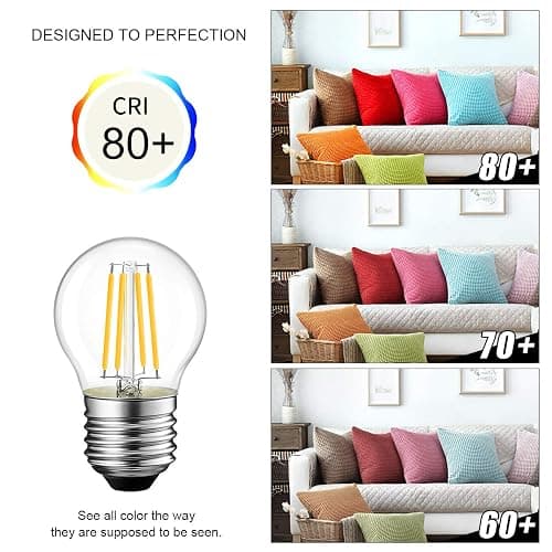LVWIT G14 LED Filament Globe Bulb 4.5W(60W Equivalent), Dimmable 2700K Warm White Light E26 Screw Base, Decorative Edison Light Bulb, UL-Listed(12-Pack) - 4w-transparent - 12 Count (Pack of 1) thumbnail 8