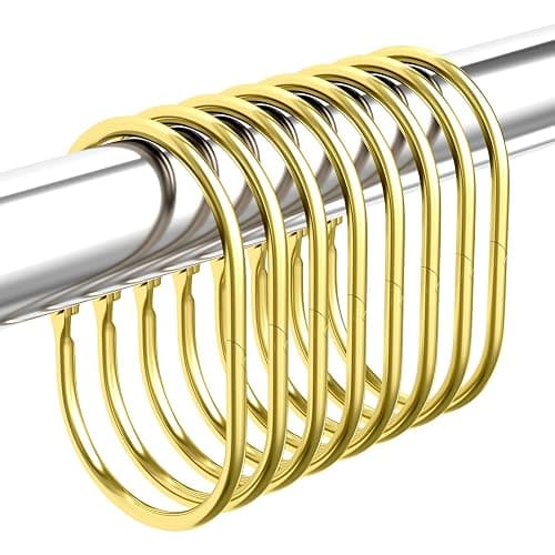 Bathway Shower Curtain Rings Gold Shower Curtain Hooks Anti-Drop Shower Rings for Curtain, Metal Shower Curtain Rings Rust Proof, Shower Hooks for Shower Curtain Rod, 12 Pcs Gold Curtain Rings thumbnail 8