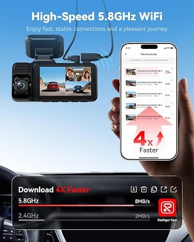 REDTIGER F17 4K 3 Channel Dash Cam, STARVIS 2 IMX675 HDR, 2160P+1080P+1080P Front Inside and Rear Triple Car Camera with 64GB Card, 5.8GHz WiFi GPS, IR Night Vision, G Sensor, WDR, Parking Mode thumbnail 4