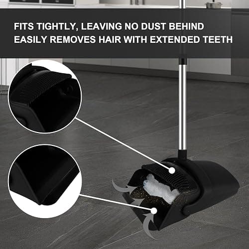 UDUK Black Broom and Dustpan Combo Set, 51" Long Handle Broom | Hands-Free Pet Hair Cleaning, Built-in Comb Dustpan, Space-Saving Storage, Multi-Surface Use for Home, Kitchen & Office thumbnail 5