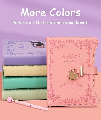 Hoci Poci Diary with Lock and Keys for Girls Gift Ideas, 360 Gold Edged Pages Journal for Women, B6 Refillable Notebook for Writing with Pen and Bookmark (Garden Pink) thumbnail 4