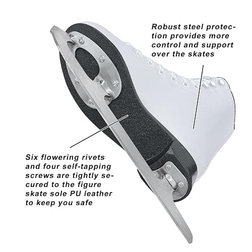 Nattork White Figure Skates Excellence Stainless Steel Blades Ice Figure Skating with Enhanced Support Strength Performance and Ultimate Comfort for Boys and Girls thumbnail 6