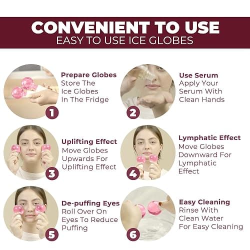 Ice Globes for Face 2Pcs – Enhancing Daily Beauty with Ice Globes for Facials, Skin Tightening & Anti-Aging – Perfect Facial Ice Globes for Puffiness & Wrinkles of Face, Neck & Eyes – Pink thumbnail 4