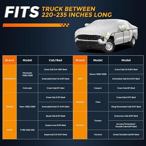 Kistrba Hail Car Cover for Full-Size Truck 220-235 Inches Long, 4-Layer Thickened Cotton Fabric Cover Protector, Custom Fit Folding Sun Shade Protection Blocker Windshield Cover thumbnail 2