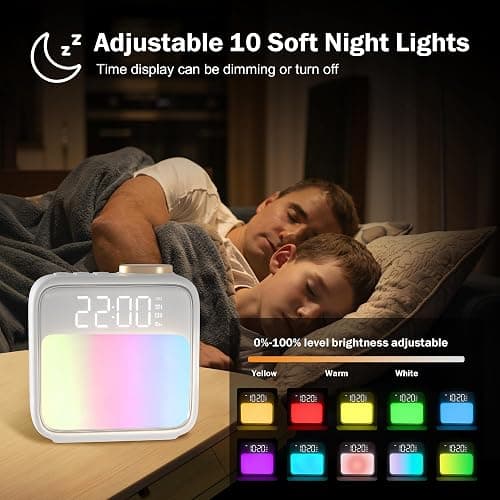 Jaeounr Sunrise Alarm Clocks for Bedrooms, Digital Clock with Sound Machine Nightlight, 1800mAh Rechargable Battery, Alarm Clock for Kids, Heavy Sleepers, Teens, Living Room thumbnail 5