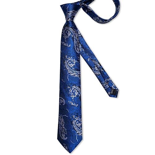 DiBanGu Paisley Ties for Men Silk Necktie and Pocket Square Cufflinks Tie Clip Set Woven Classic Mens Tie for Wedding Party thumbnail 4