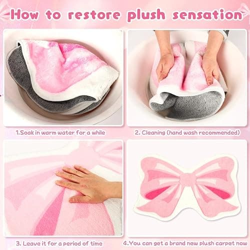 FEBSNOW Pink Bow Bathmat Rugs, Non Slip Coquette Bow Cute Aesthetic Carpet, Cute Room Decor Coquette Rug for Bathroom Bathtub Shower Bedroom and Living Room（27.6 x 21.3 inch） thumbnail 3