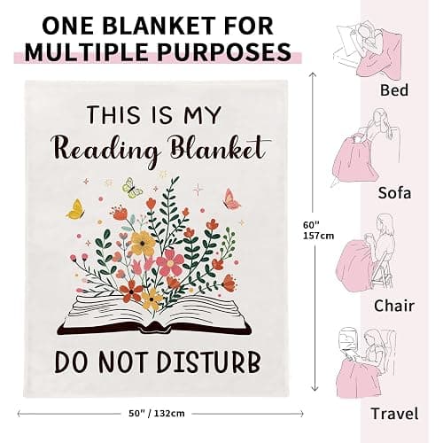 Glydein Book Lovers Gifts for Women Men, Flannel Soft Book Reading Blanket Decor, Reader Gifts for Birthday, Reading Accessories, Bookish Bookworm Gift - 50'' x 60'' thumbnail 3