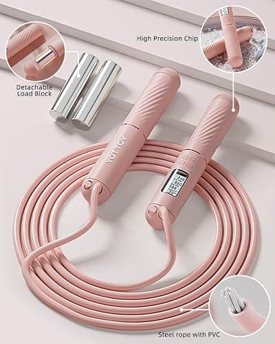 YOTTOY Skipping Ropes for Adults -Cordless Counter Jump Rope with Large Cordless Ball-Weighted Jump Rope for Women with LCD Display thumbnail 6