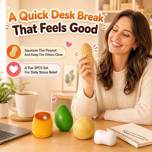 4PCS Crunchy Squishy Mango Soap Peanut Pudding Stress Ball Set ASMR Bead Filled Realistic Food Shape Slushy Squeeze Fidget Squishies for Office Desk Home Travel Adults Party Favor Gift (5PCS-A) thumbnail 7