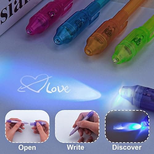 STENDA Invisible Spy Ink Pen 5 PCS, With UV Pen Light, Party Favors for Kids 8-12, Stocking Stuffers for Christmas, provide Thanksgiving, Halloween for Boys Girls Goodie Bag thumbnail 4