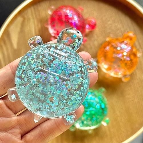 Glitter Turtle Squishies,Cute Soft Relaxing Stress Relief Squeezes,Colorful Turtle Stress Balls Gifts for Office Desk Party Valentines Day Birthday Favors,Easter Basket Stuffer Egg Fillers thumbnail 5