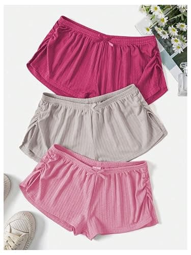 SHENHE Women's 3 Pack Soft Pajama Shorts Elastic Waist Solid Lounge Shorts Sleepwear thumbnail 6