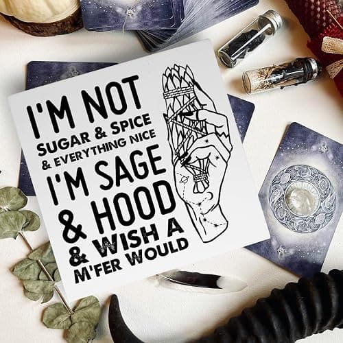 Witches Feminist Decor Wooden Box Sign, Celestial Witchy Witchcraft Decoration for Home Bedroom Bathroom Mystical Wiccan Table Decor, I'm Not Sugar, Witchy Gifts for Women Girls thumbnail 5