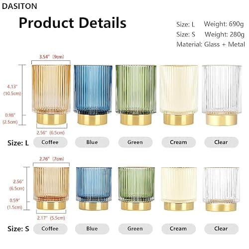 DASITON Makeup Brush holder Organizer,Crystal Cosmetic Makeup Brush Glass Brushes Storage Holder, Vintage Make Up Brush Cup Pen Pencil Holder striped vase(Cream S+L) thumbnail 3
